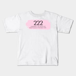 222 Angel Number pink Kids T-Shirt